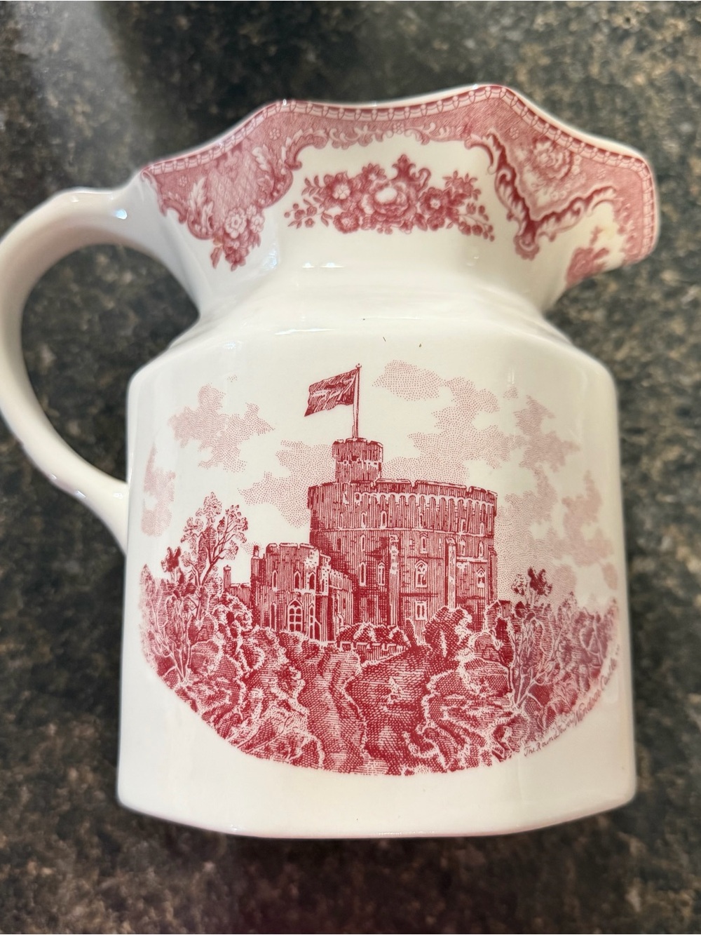 Vintage Johnson Brothers Old Britain Castles Pink Transferware Pitcher